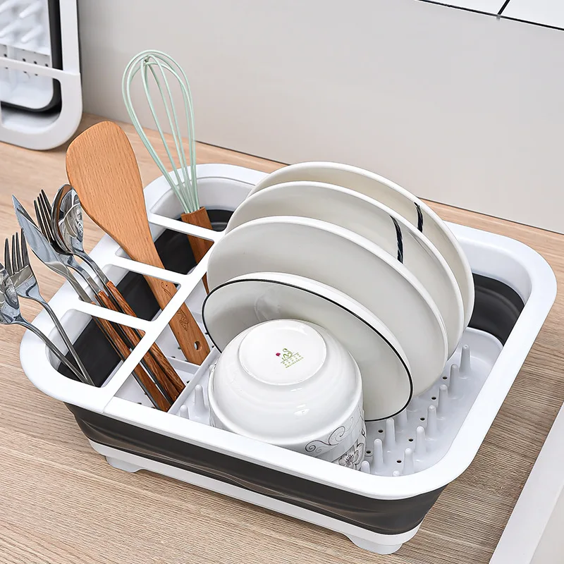 

Foldable Dishes Drying Holder Rack Kitchen Storage Holders Drainer Plate Bowl Tableware Portable Home Shelf Dinnerware Organizer