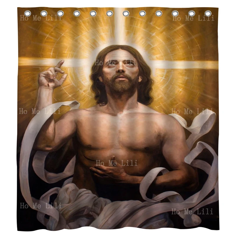 

The Resurrection Of Christ Jesus God Easter Religious Art Greek Orthodox Painting Shower Curtains By Ho Me Lili