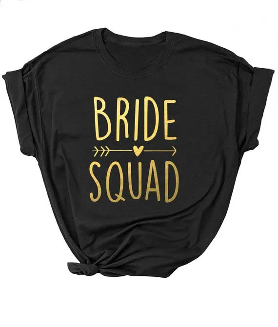 

Bachelorette Bride Party Shirt Bride Squad Arrow Heart T-Shirt Feminine Slogan grunge Tops Girl Squad Tee Bride Squad Couple top