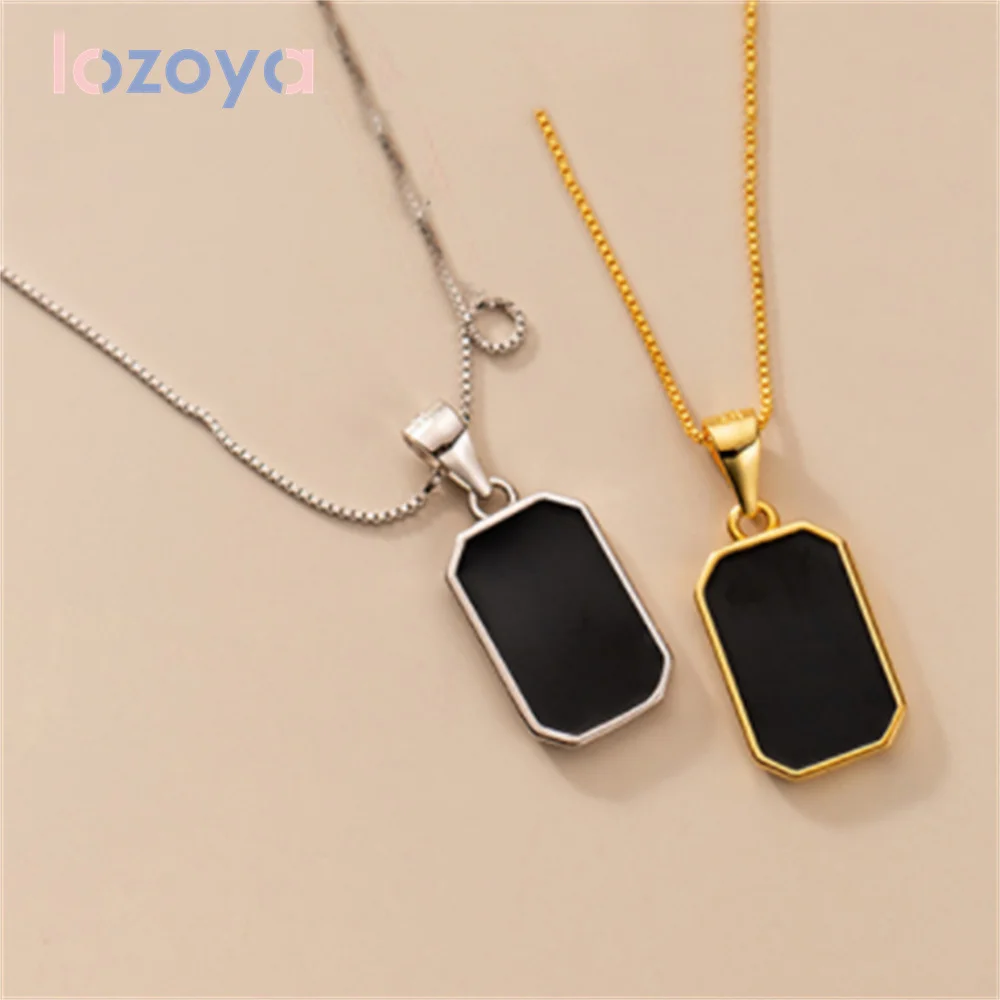 

Женское Ожерелье LOZOYA из стерлингового серебра 925 пробы с буквенным квадратным кулоном Ожерелье до ключиц с нежным цирконием Роскошные ювелирные изделия в подарок