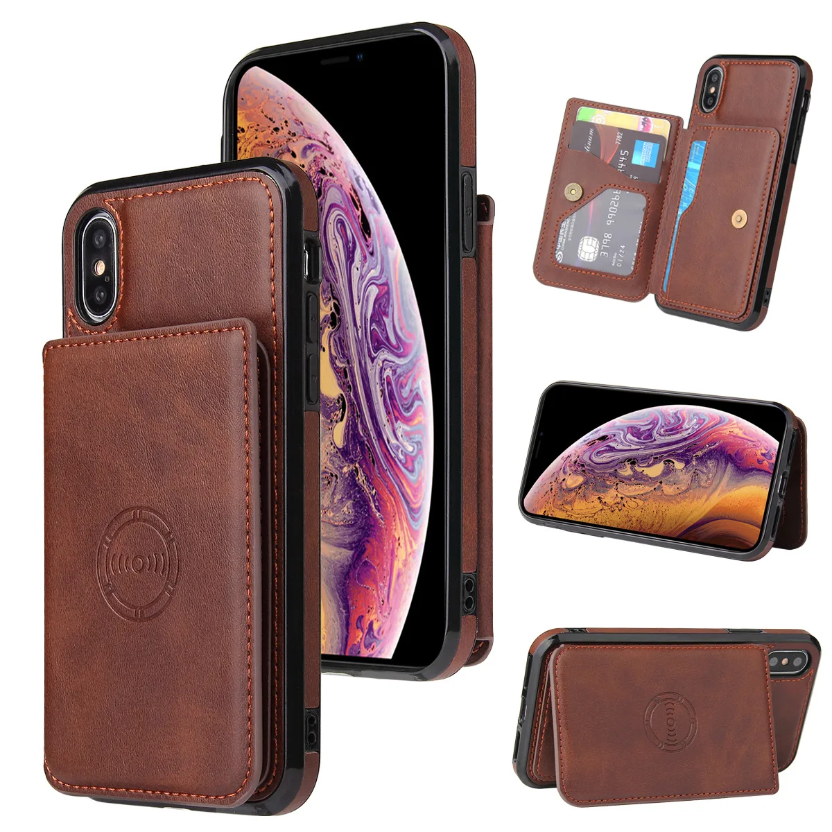 

Iphone Multifunctional Flip Cover Insert Card Leather Case Leather Card Case Magnetic Suction Phone Case