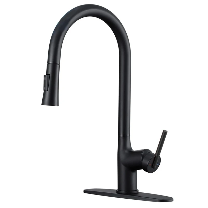 

Contact On Kitchen Faucet With Deck Plate Matte Black Brass Kitchen With Two Water Flow Modes Sprayer Pull Smart Faucet