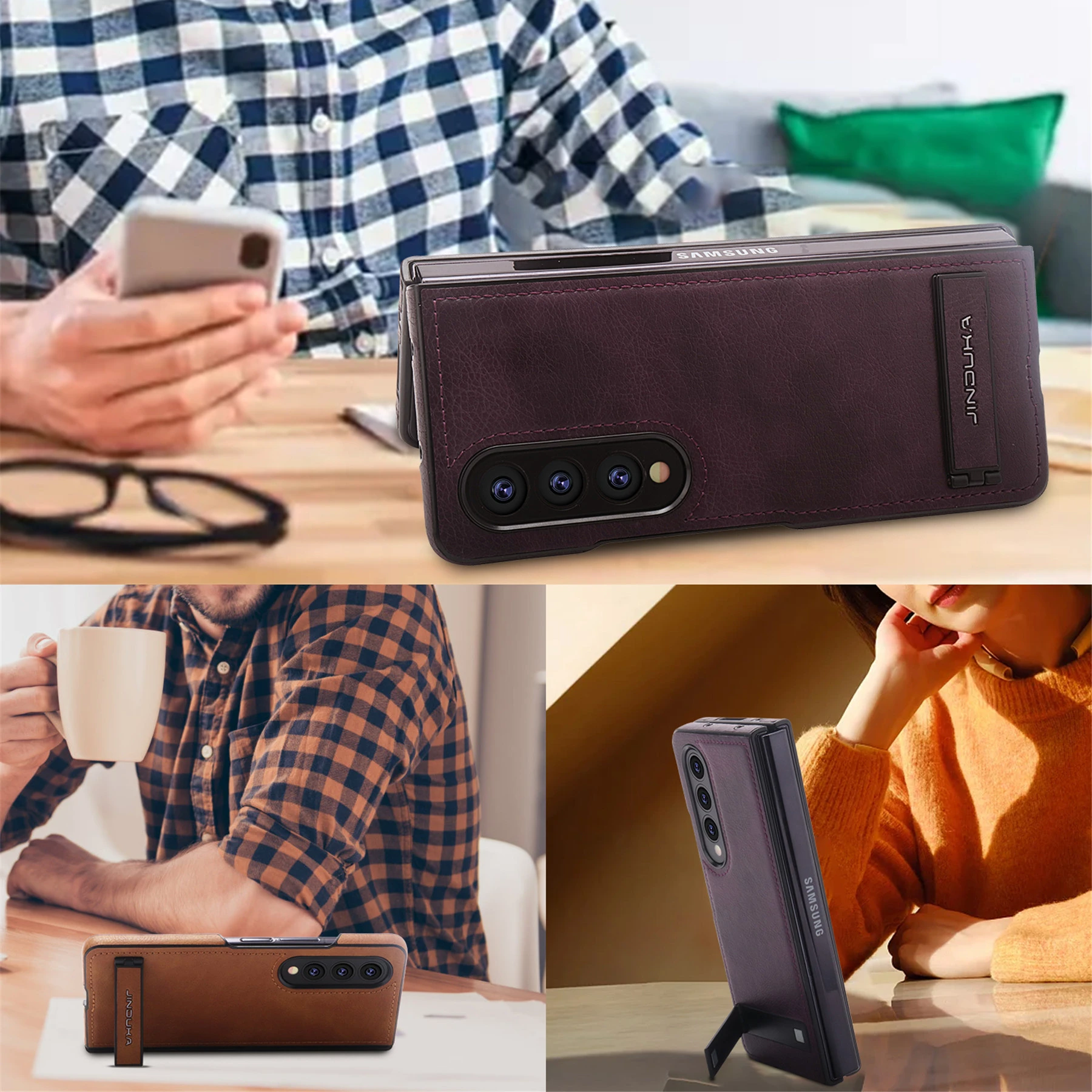 Кожаный чехол для Samsung Galaxy Z Fold 6 ZFold 5 4 3