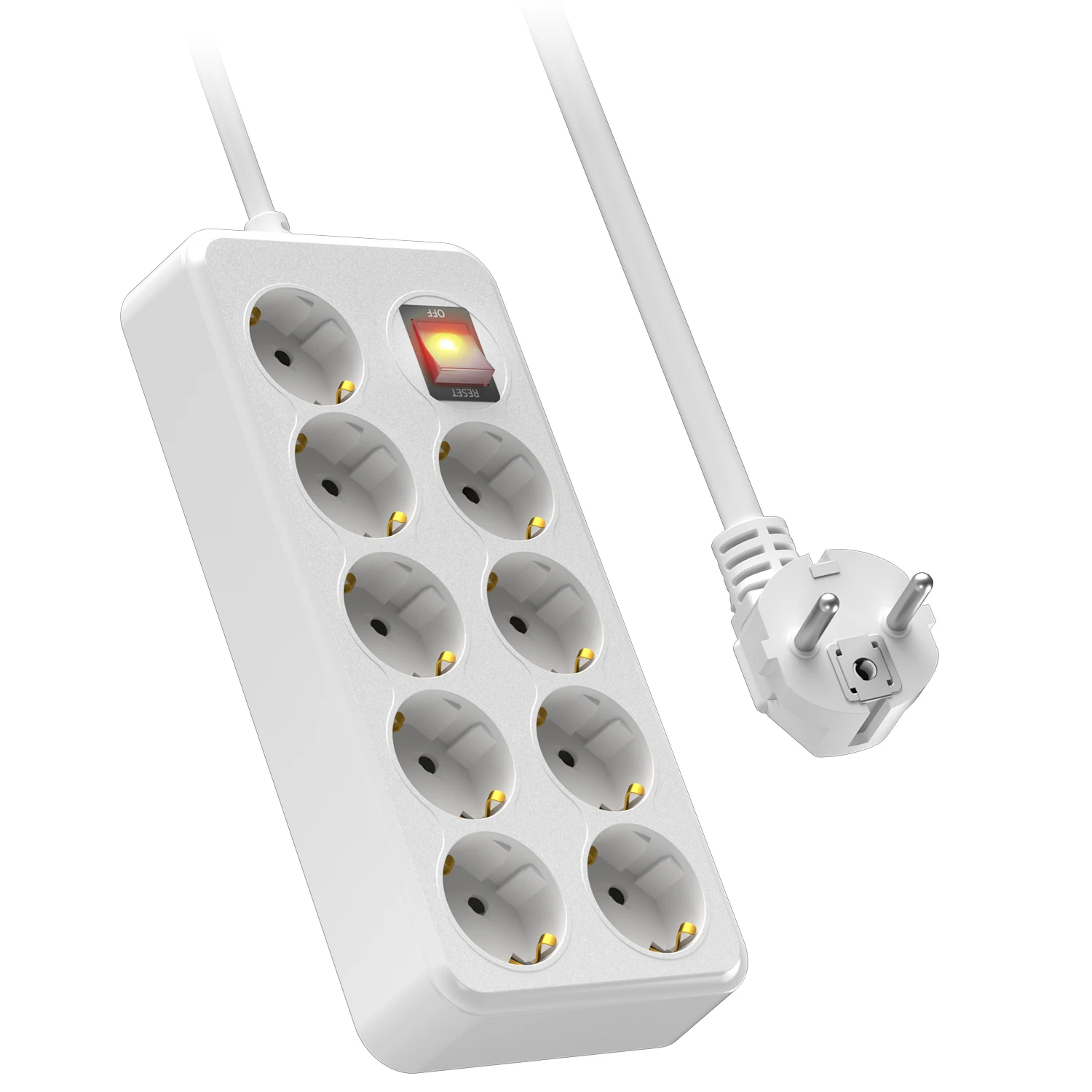 9 розеток переменного тока европейская удлинитель с защитой от перегрузки кабеля