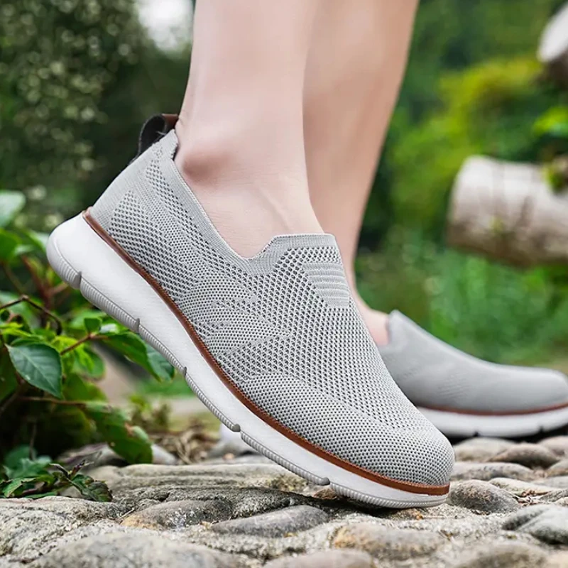 Кроссовки мужские с круглым носком легкие лоферы Вулканизированная подошва без