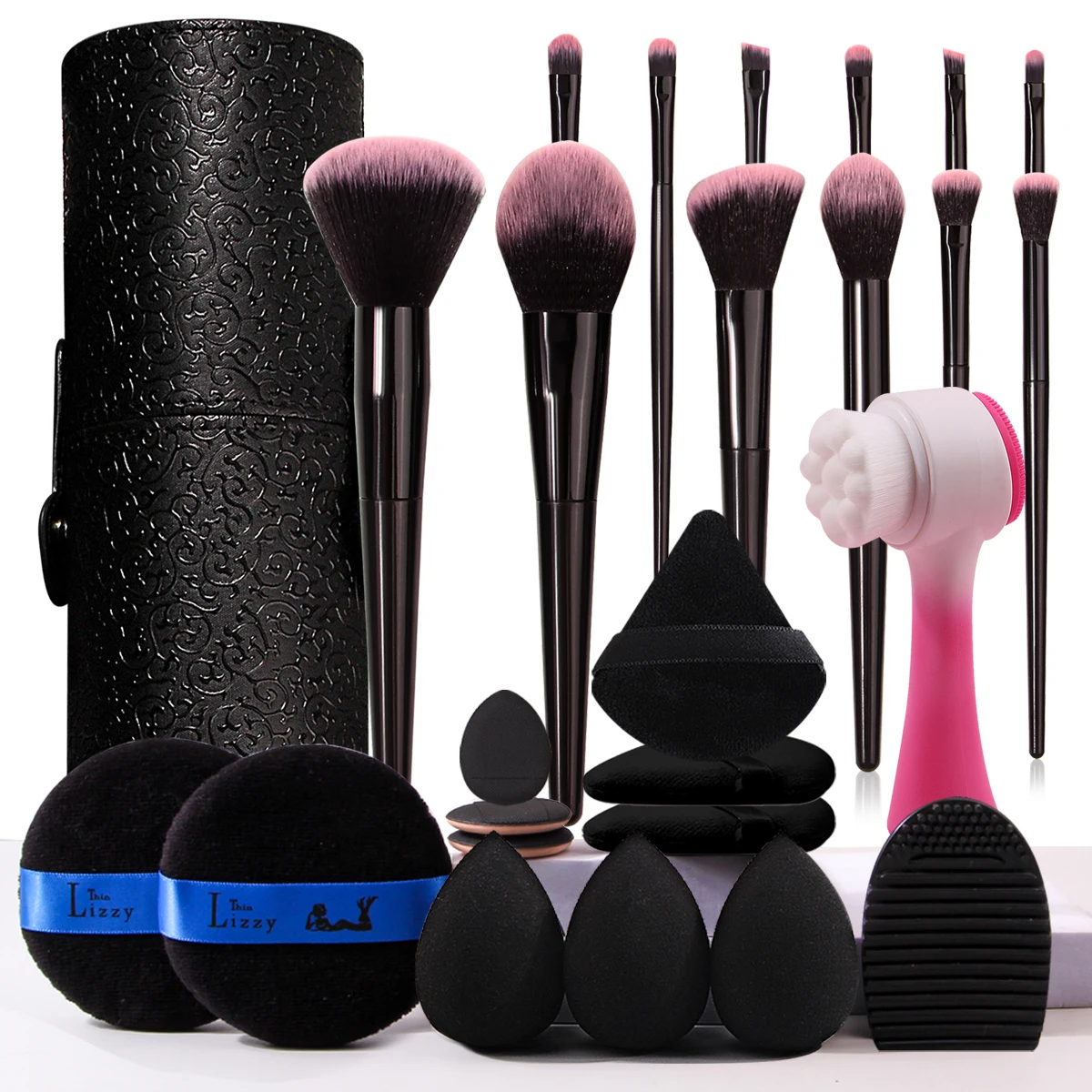12 Шт. Набор Кистей Для Макияжа С Ведром Хранения Губка Лица Пуховка Теней Век -