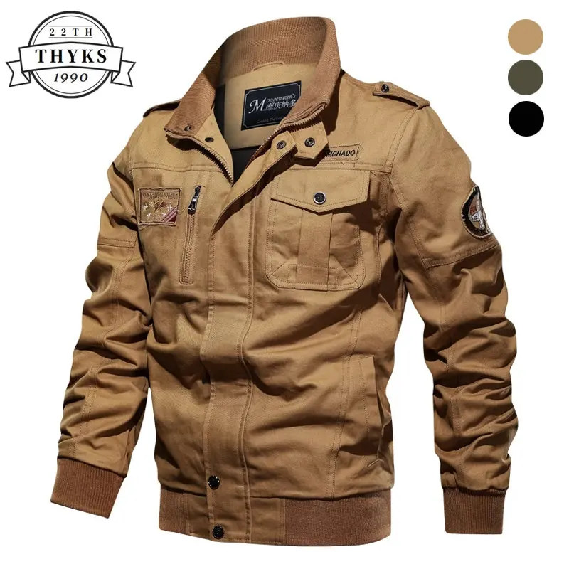 

Куртка-бомбер мужская с вышивкой, хлопок, много карманов, на молнии, Тактический Пилот, бриджи 6XL, на осень-весну