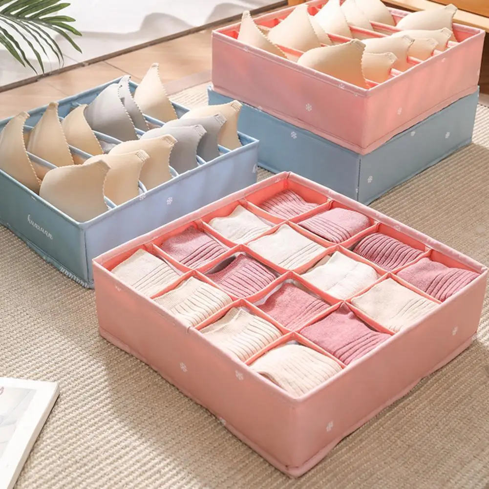 

Underwear Organizer Large Capacity Wear Resistant Fabric Folding Type 16-Grids Sock Divider Box for Home