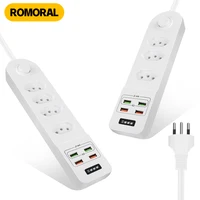 Switzerland Brazil Power Strip 4 Outlets 4USB Ports Outlet 10A 250V 2500W 2.0M Extension Socket Cord Cable Surge Protector