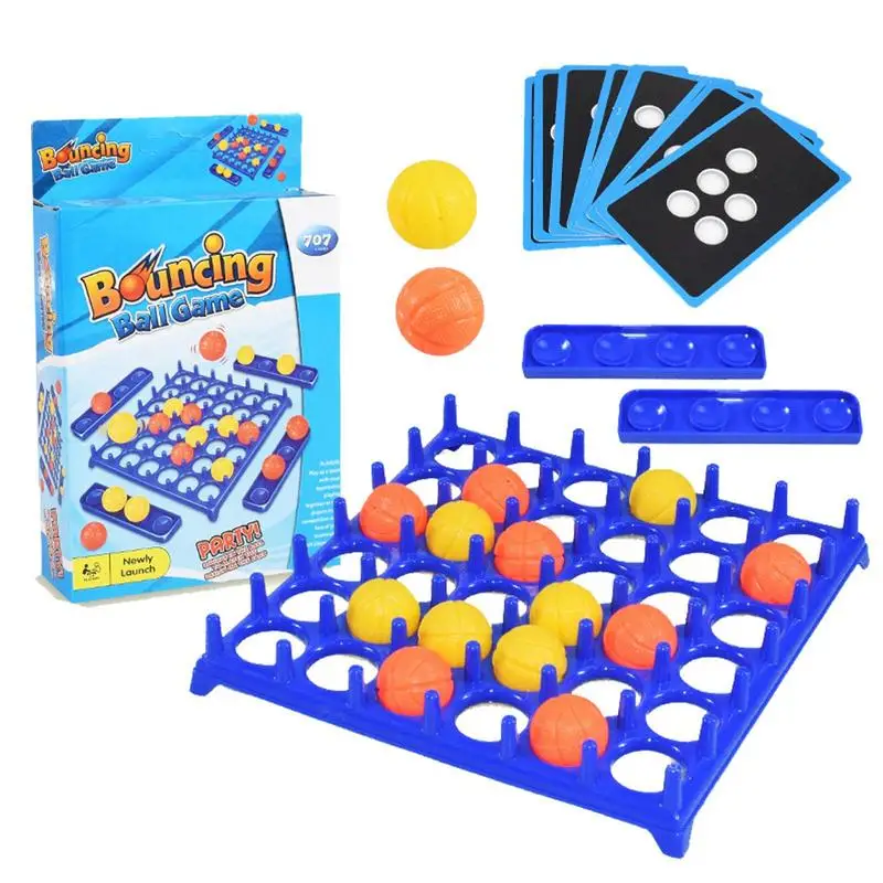 

Jumping Ball Table Game Bounce Off Tabletop Games Set Family Bouncing Balls Toy With 16 Balls 9 Challenge Cards And Game Grid