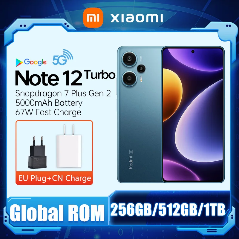 

Xiaomi Redmi Note 12 Turbo 5G Smartphone Snapdragon 7+ Gen 2 64MP Camera 5000mAh 67W Fast Charging 6.67" Global ROM POCO F5