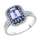 Кольцо SOKOLOV Diamonds из белого золота с бриллиантами и танзанитами, Золото, 585, Женское, Оригинальная продукция