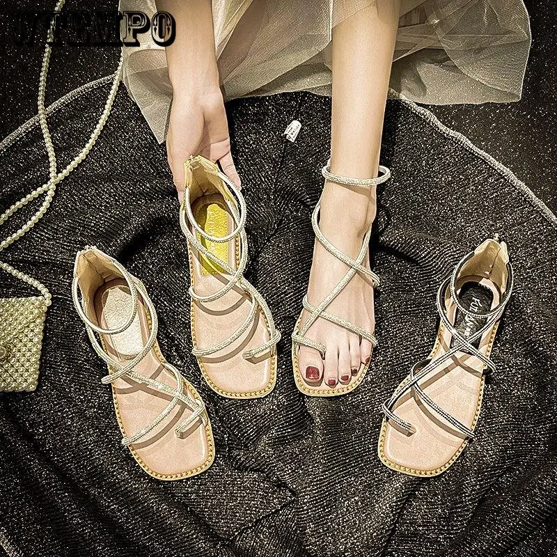 

Летние женские сандалии WTEMPO с зажимом, модная обувь в римском стиле на плоской подошве, пляжные сандалии, оптовая продажа, Прямая поставка