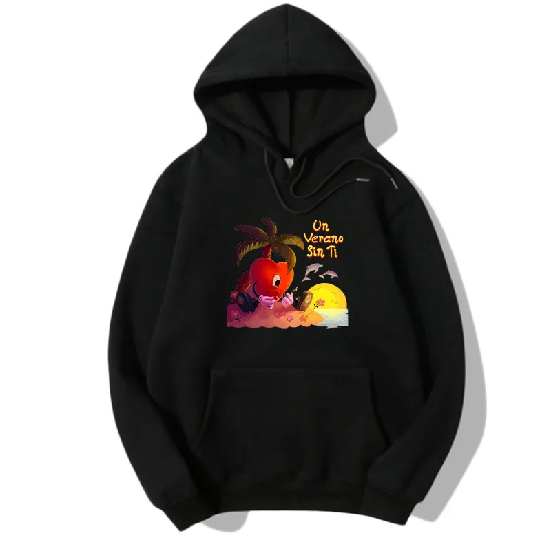 

Bad Bunny Un Verano Sin Ti Hoodies Long Sleeved Pullovers Oversized Sweatshirt Autumn Winter Unisex Tops Couples Men and Women