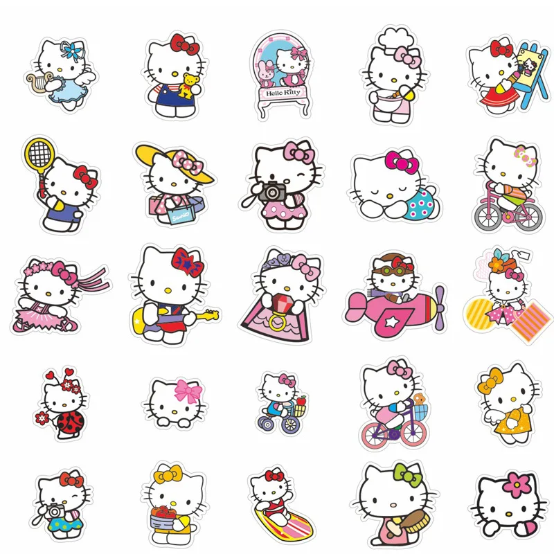 50 шт. стикеры Hello Kitty s ручная учетная запись наклейка для гитары милый стикер