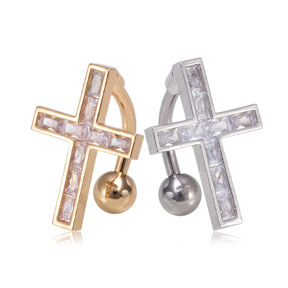 1 шт. кольцо со штангой с крестом и кристаллами циркона для женщин девочек на