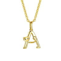 unique new fashion women a z initial necklaces chic gold color stainless steel cat shaped pendant ladies girls collar gift