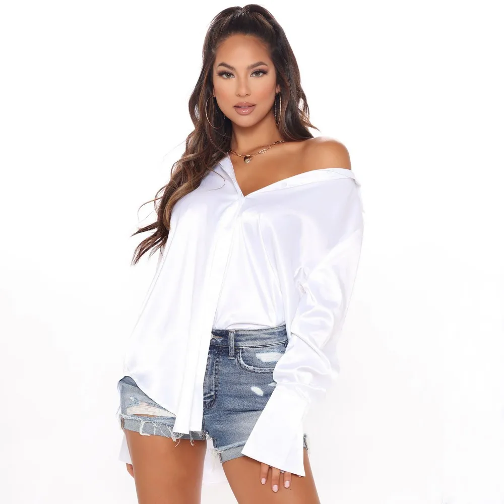 

Fashion Casual Long Sleeved Irregular Long Shirt Women Spring Summer New Solid Loose Button Cardigan Ladies Blouse Top Vestidos