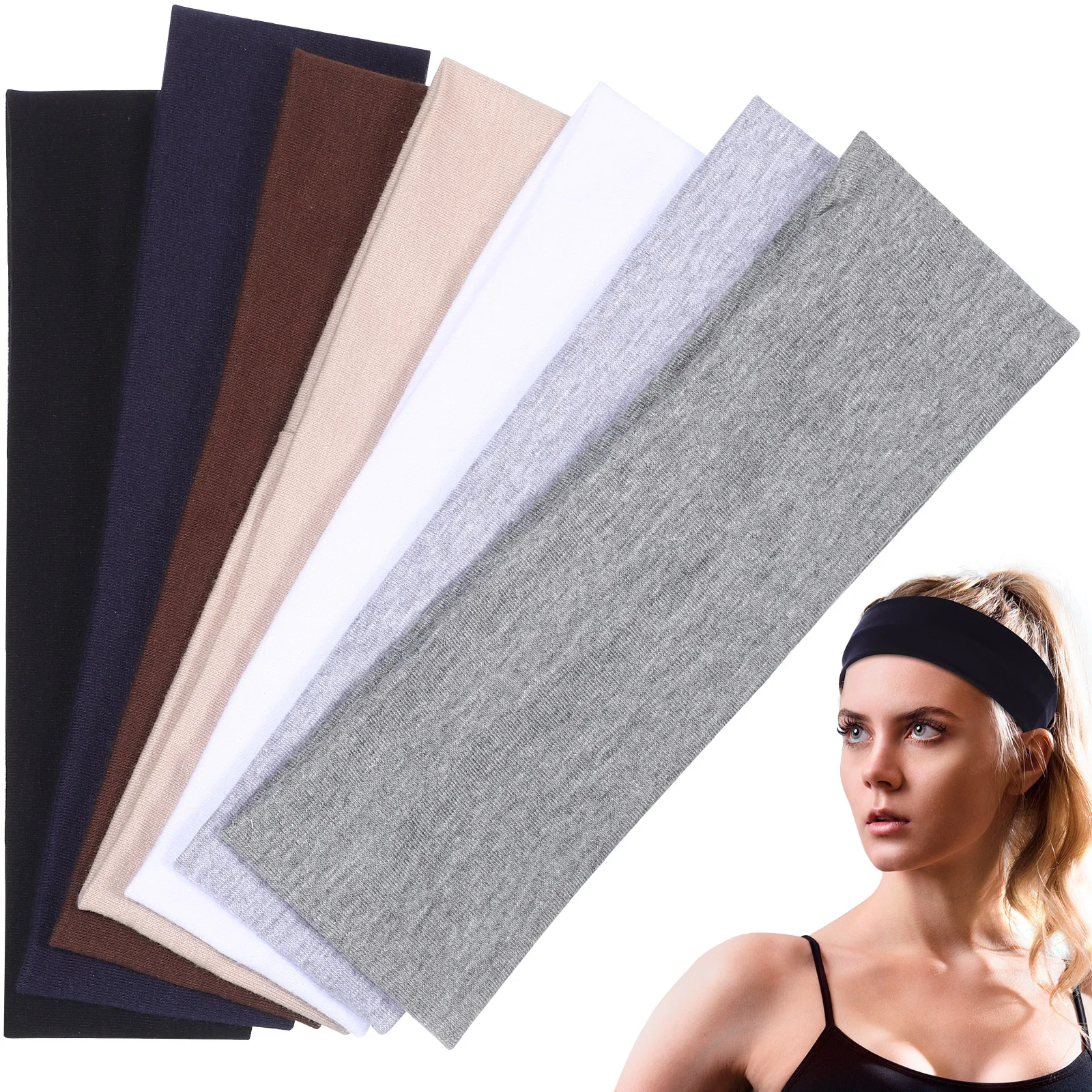 

7 Pcs Sweat Band Yoga Headband Athletic Headbands Elastic Headband Exercise Headbands For Women Men