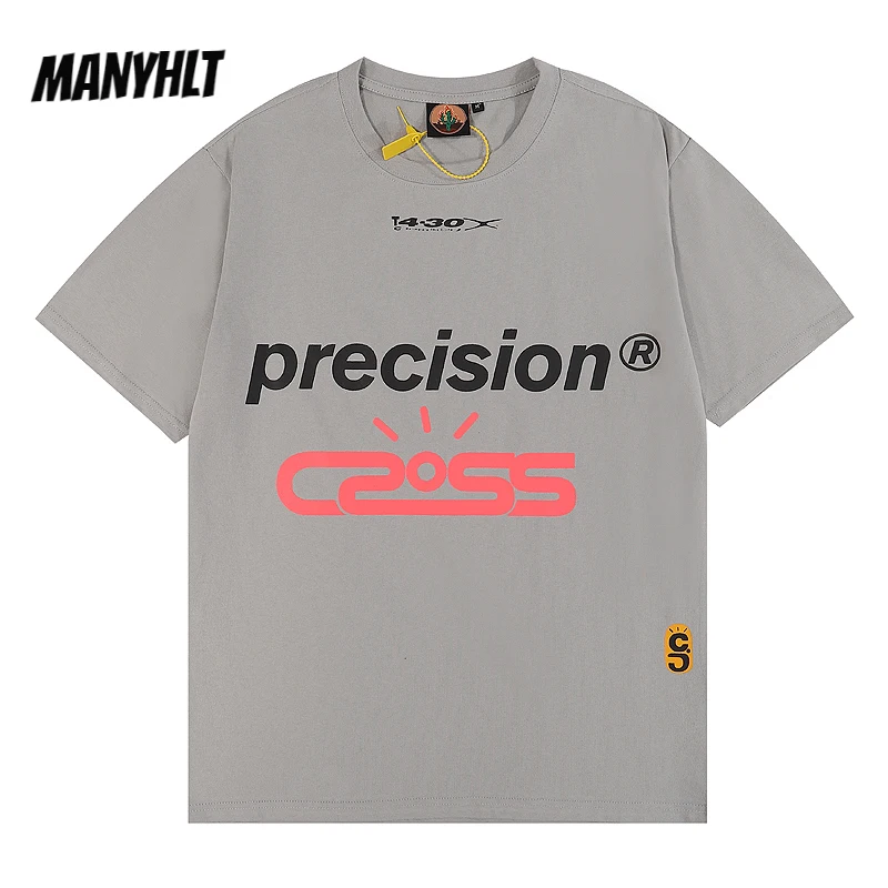 

High Street Letter Print Short Sleeve Mens Tshirts Retro Crew Neck Cotton Oversized Hip Hoo Casual Couple Top Tees