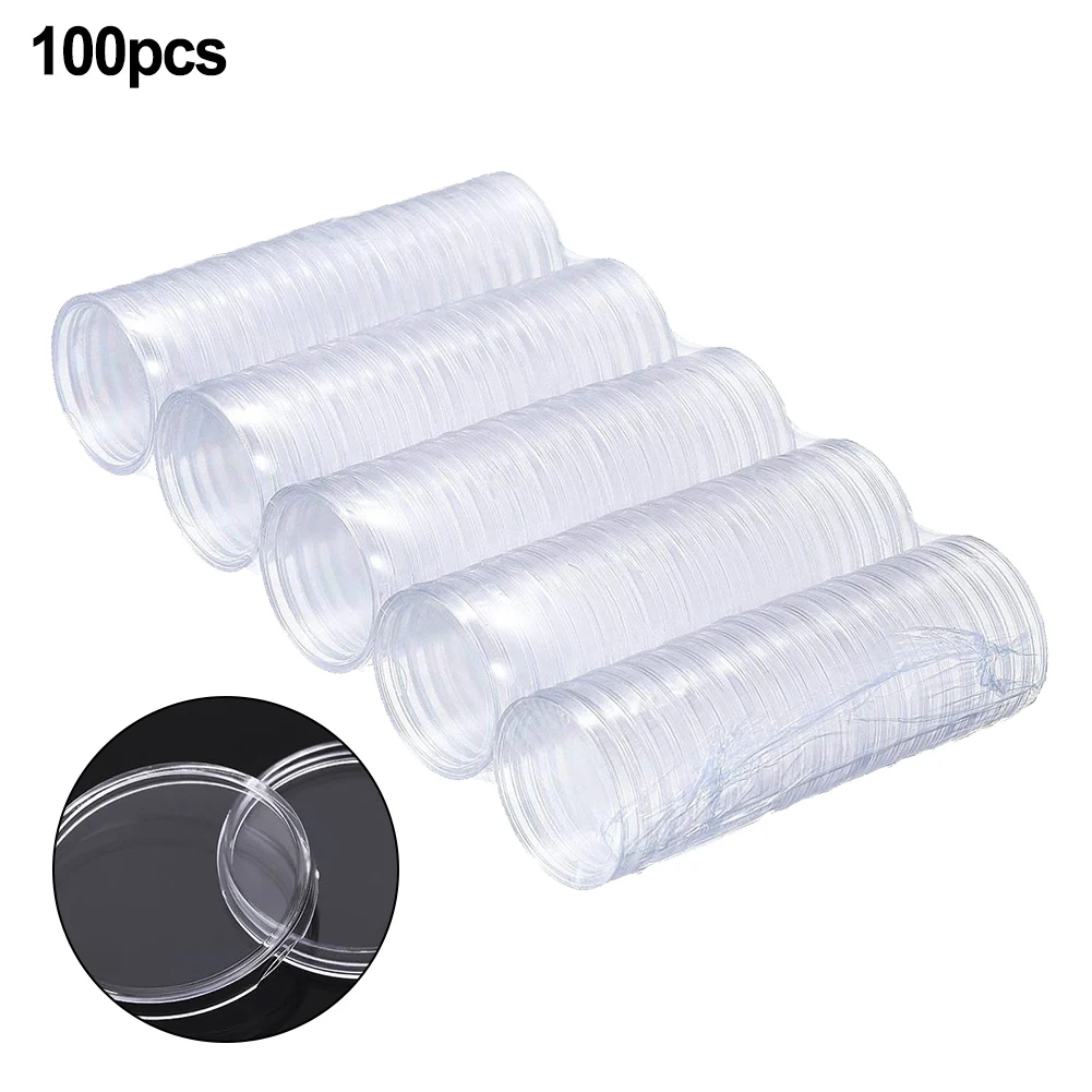 

100pcs 30mm Transparent Plastic Coin Holder Coin Collecting Box Case For Coins Storage Capsules Protection Boxes Container