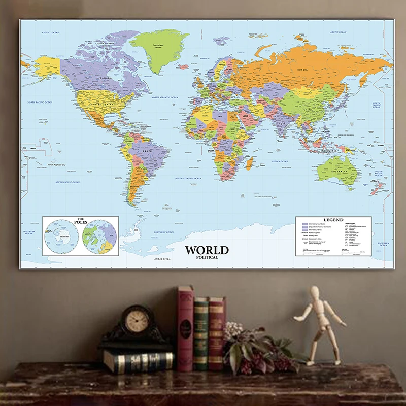 

The World Map 100*70cm Non-woven Canvas Painting Wall Art Prints Unframed Poster School Classroom Supplies Home Decoration