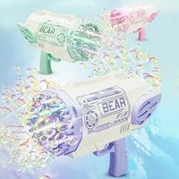 80 hole gatling bubble machine for children rocket launcher bubble gun with color light electric soap bubble maker toys for kids