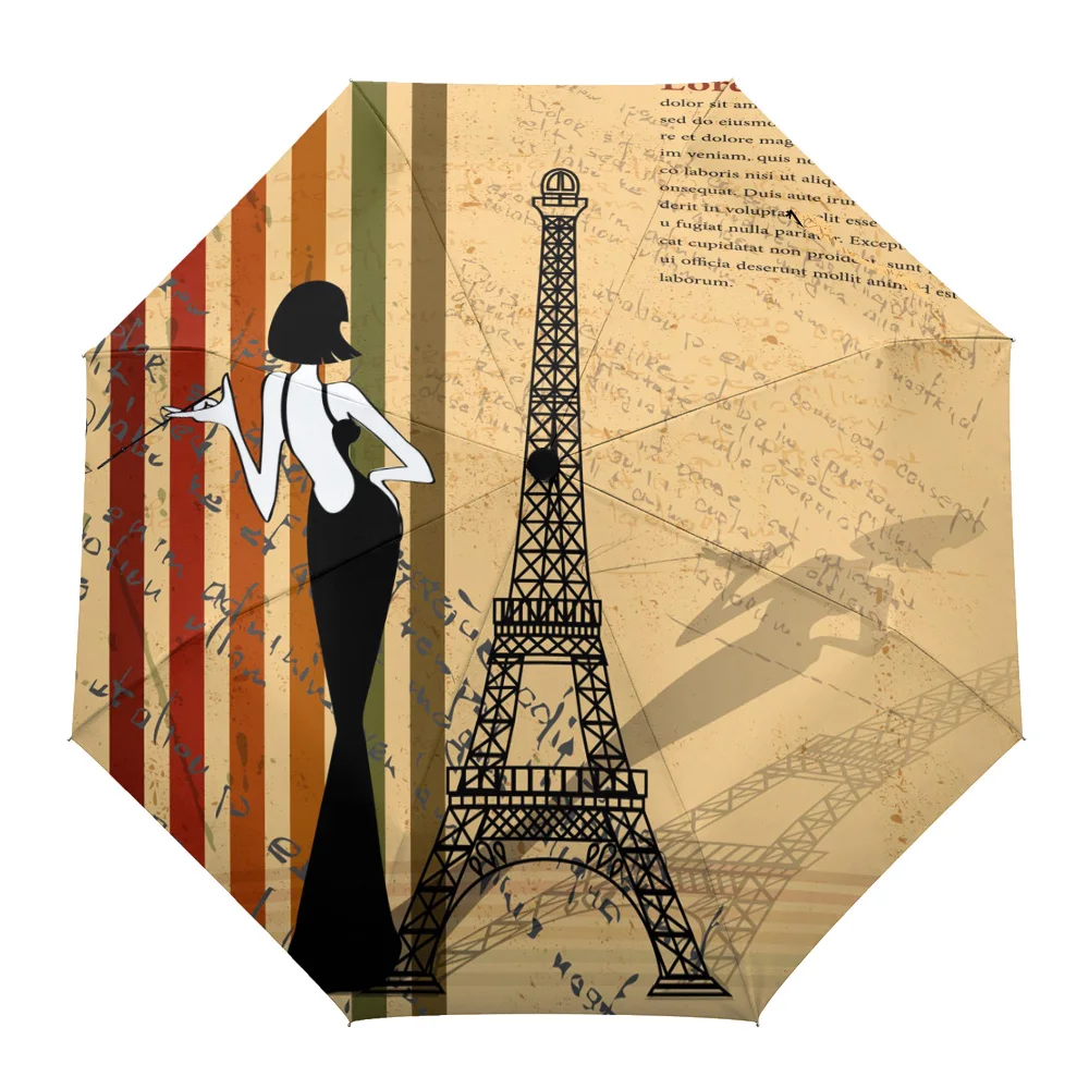 

Woman Eiffel Iron Ride Retro Rain Umbrella Folding Sun Umbrella Outdoor Sunscreen Anti-UV Parasol Female Male Umbrellas