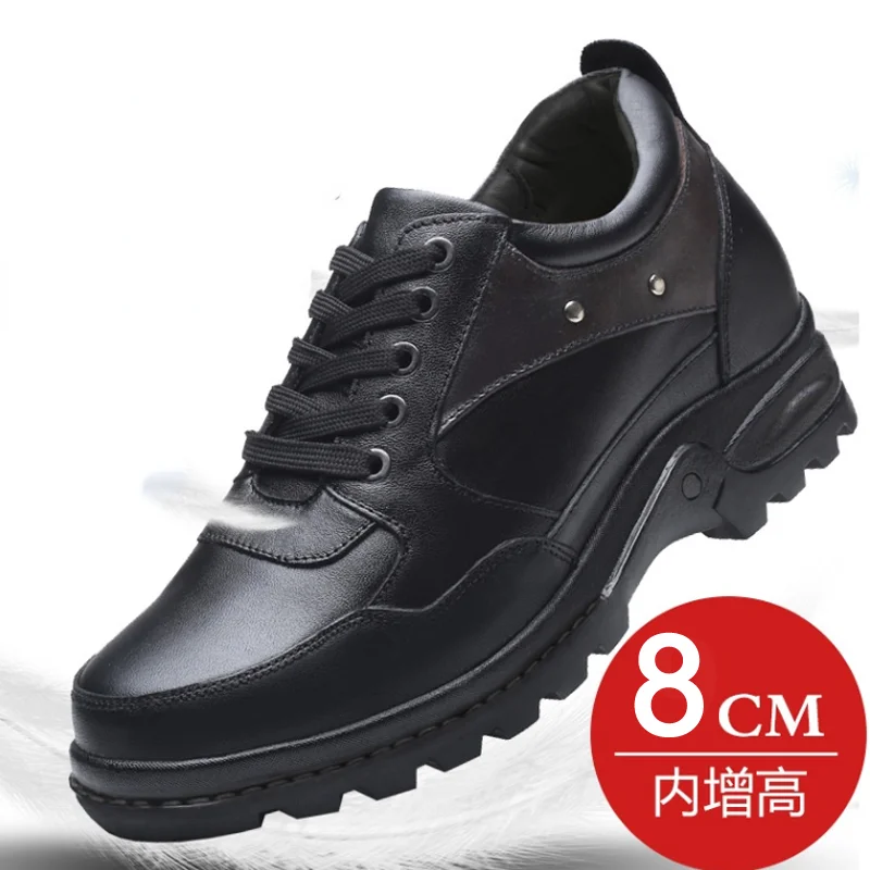 

Men's Elevator Shoes Genuine Leather Shoes Height Increasing with Hidden Insole Elevated Men Taller Shoes 8cm 6cm Sneakers