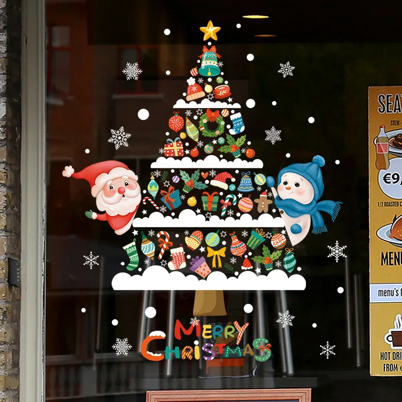 

2024 Static Sticker For Christmas Snowflake Santa Static Stickers Room Decor Stickers Home Decoration Self-Adhesive Wallpaper