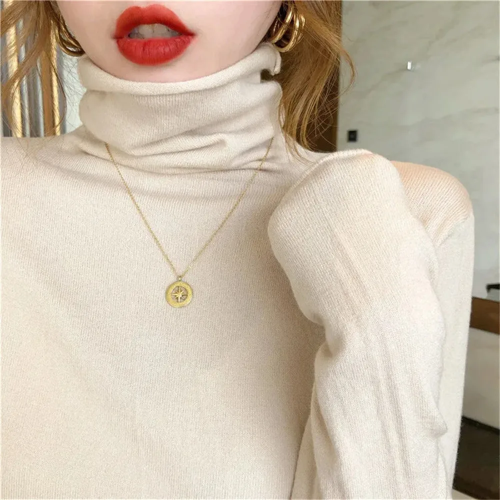 

Solid Color Knitted Turtleneck Sweater Women Autumn Winter Korean Pullover 2022 Korean Casual High Neck Slim Bottoming Shirt