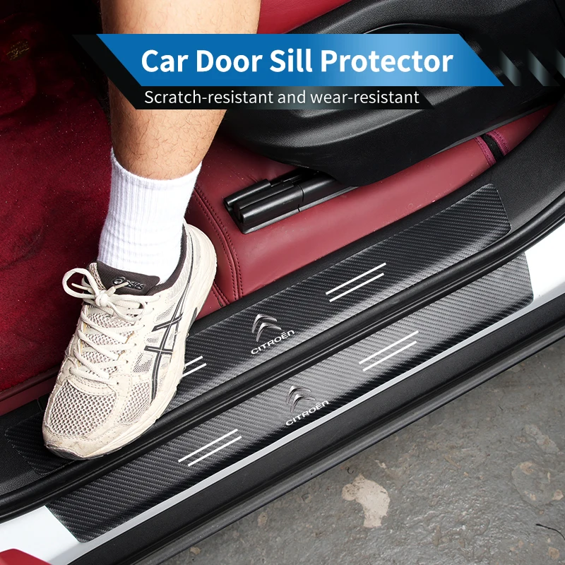 Фото 4 шт. защитных наклеек на пороги автомобиля из углеродного волокна для Citroen C3 C4 C5 C1 C2 Berlingo Celysee Xsara Picasso №2