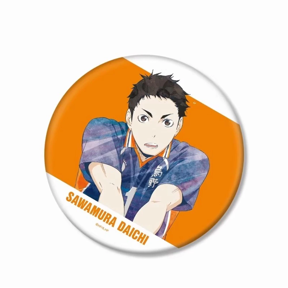 Фото 58 мм аниме Haikyuu Karasuno Hinata Shoyo Tobio Kageyama Daichi Sawamura косплей костюм значок булавка SPTE жесть брошь ﻿   Опора №2