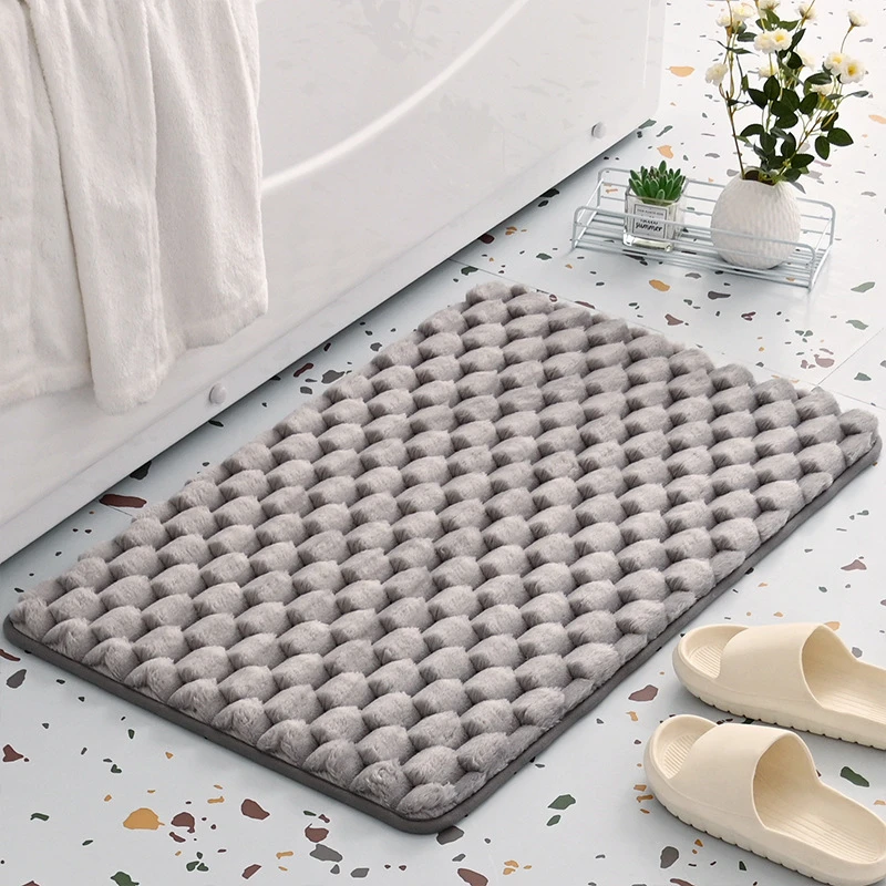 

Modern Solid Color Bathroom Mat Anti-skid Toilet Bath Carpets Absorbent Bathtub Side Floor Rugs Doormat For Shower Room 50x80cm