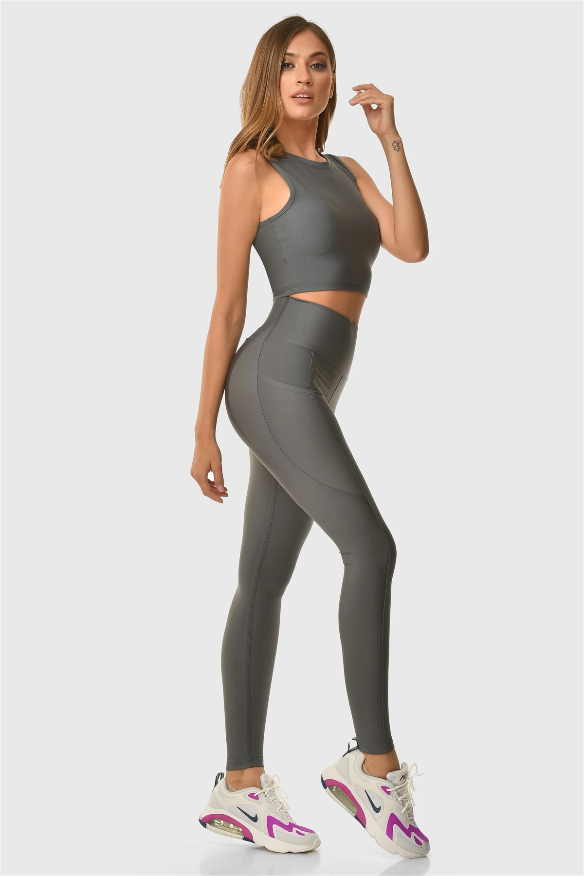 Superstacy High Waist Pockets Smoked Sport Leggings