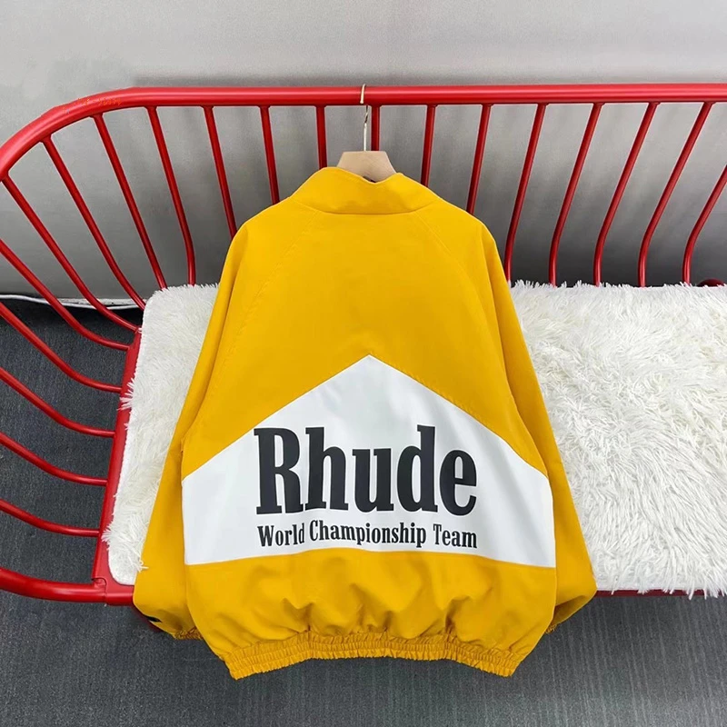 

2023FW TOP Patchwork Rhude Pill Zipper Jacket Men Wome Moonlight Sunset Vintage Rhude Outwear Coats