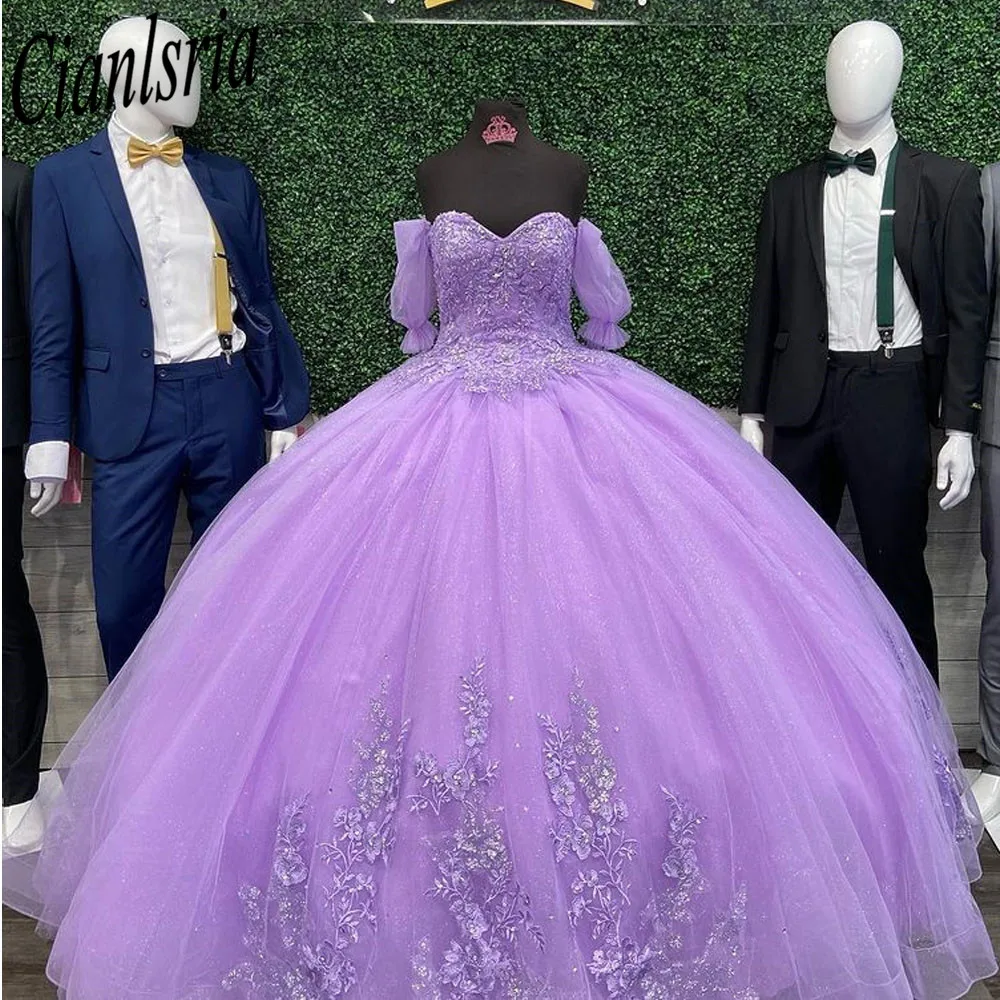 

Милое Платье Lilac 16 Quinceanera 2023 женское вечернее платье принцессы с блестками и цветами 15 лет