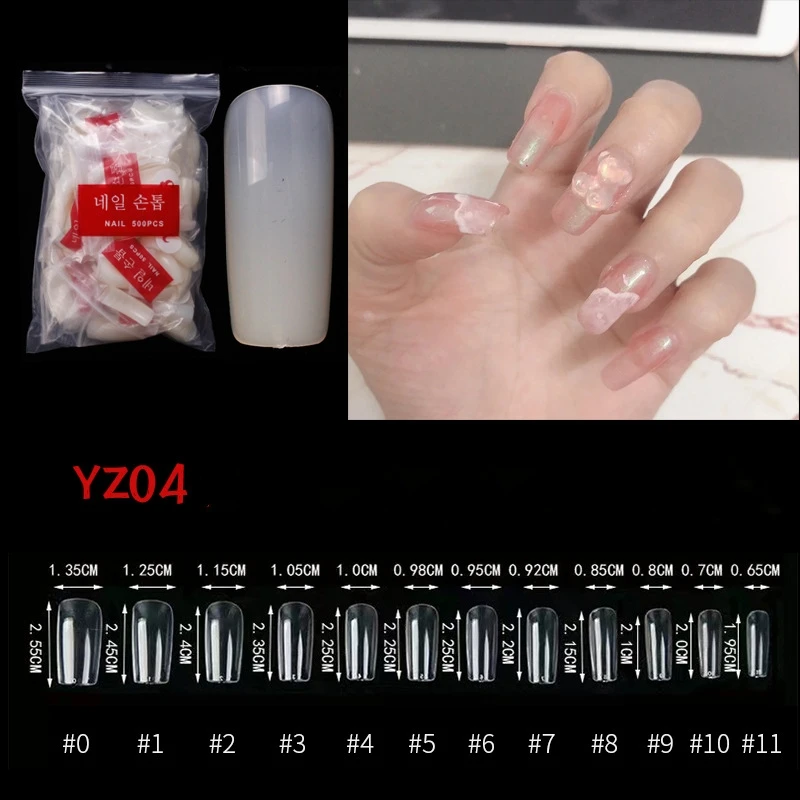 

500pcs Clear Acrylic Press on Nails Coffin Nail Tips Full Cover Fake Nail Artificial Press on Long Ballerinas