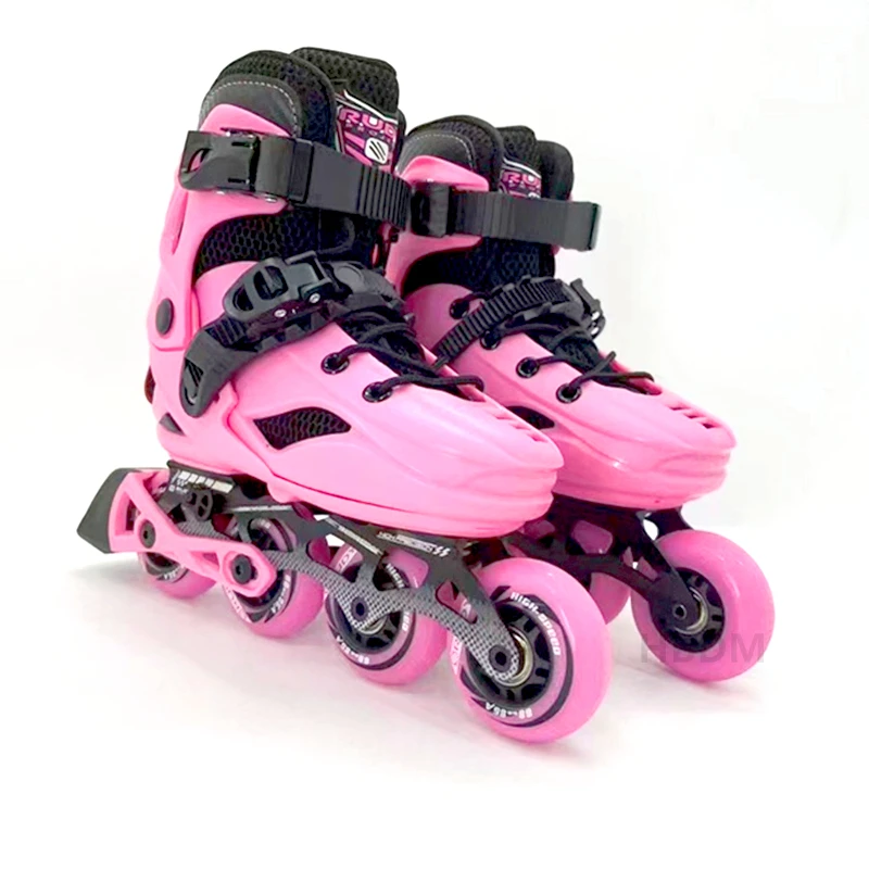 Inline Skate Roller Skate Figure Skate With Brake Lock Wheel Adjustable Size Removable Washable Aluminum Knife Holder Green Pink