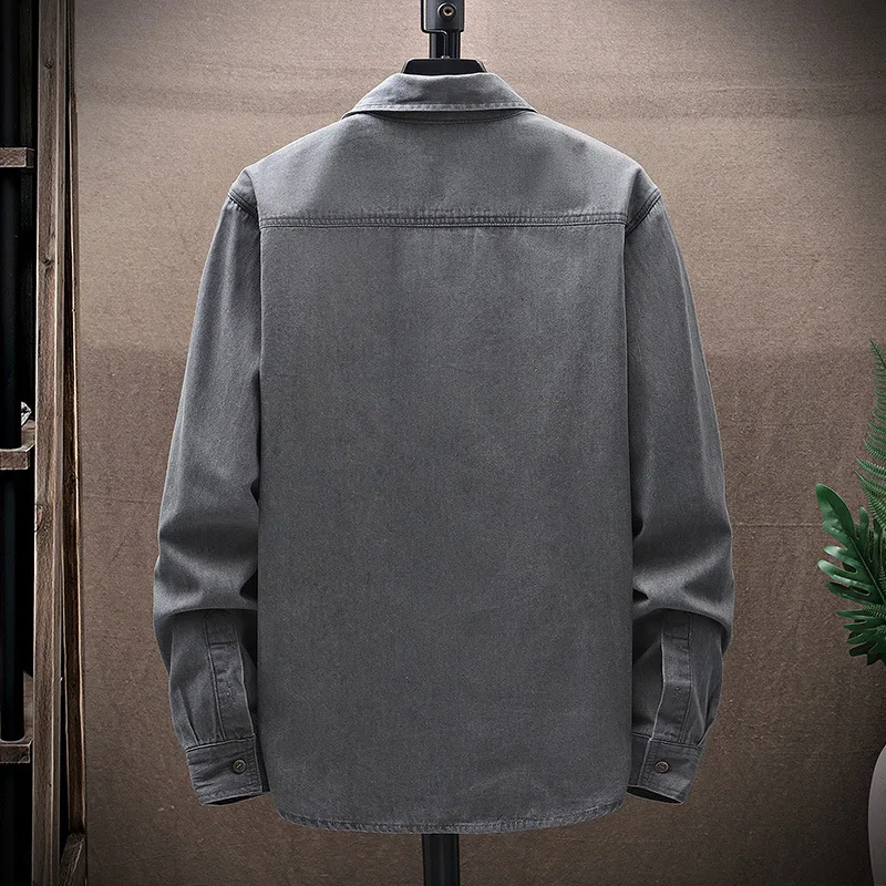 Мужская хлопковая джинсовая рубашка Повседневная Свободная тонкая Классическая