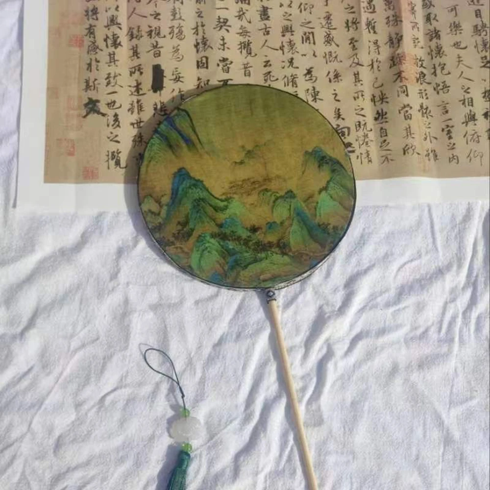 

2023 Vintage Floral Lotus Leaf Round Cloth Ladies Hand Fan Chinese Style Portable Fan Wedding Prom Cosplay Prom Hanfu Fan