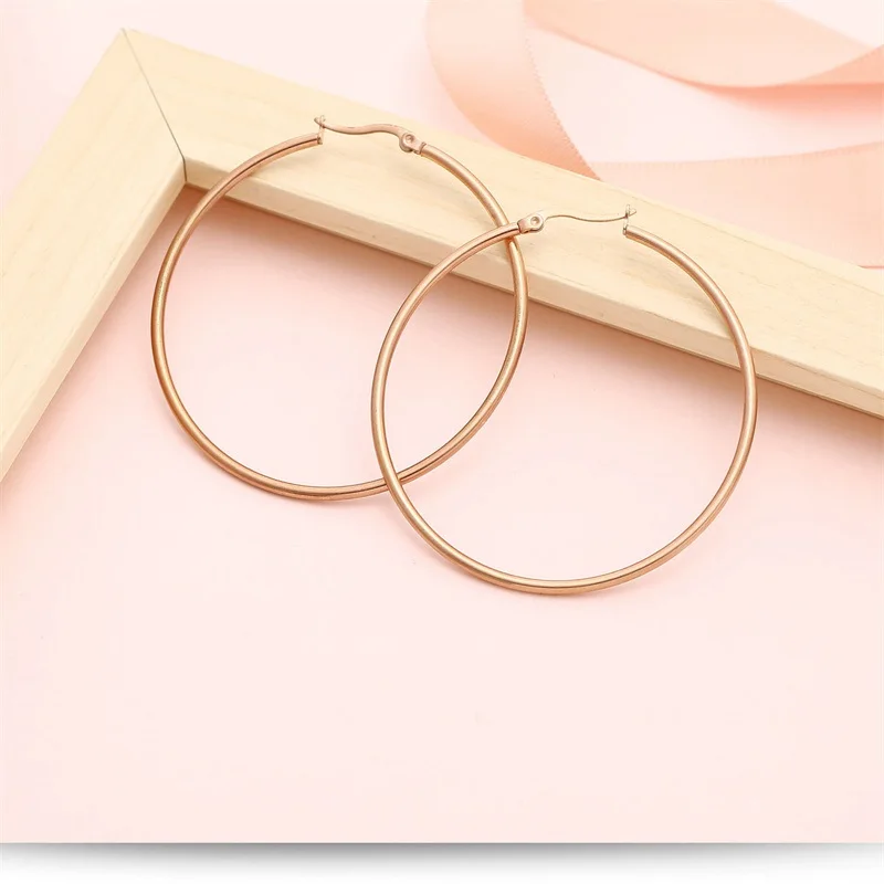 

Stainless Steel Earrings Big Circular Earrings Fashion Fine Needle Earrings Round Ear Clip Women Girls' Jewelry Accessories