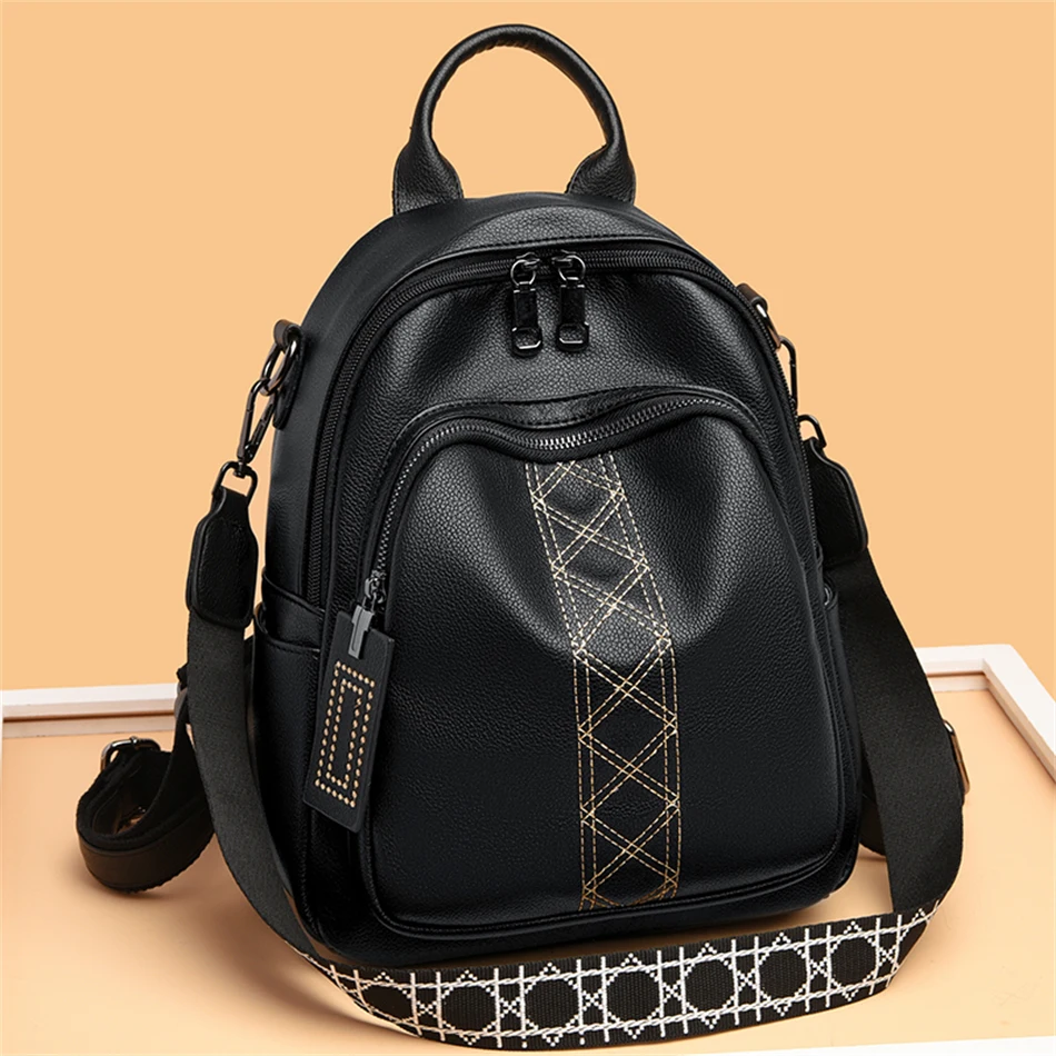 

Designer High Quality Soft PU Leather Backpacks Luxury Fashion Women Travel Shopper Bags Trend Shoulder Handbags Purses Satchel