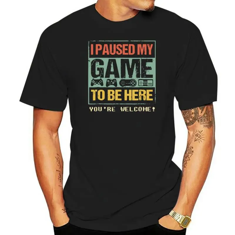 

I Paused My Game To Be Here Summer Black 2022 New Crewneck Low Price Camisa Men Tees Neon T Shirts T Shirt Pre-Cotton Slim