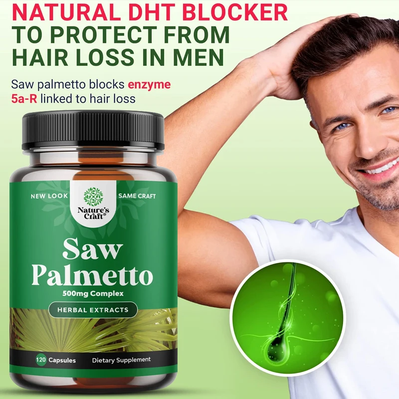 

Pure Saw Palmetto Extract Capsules - Enhanced Hair Growth Supplement with Saw Palmetto for Men and Women