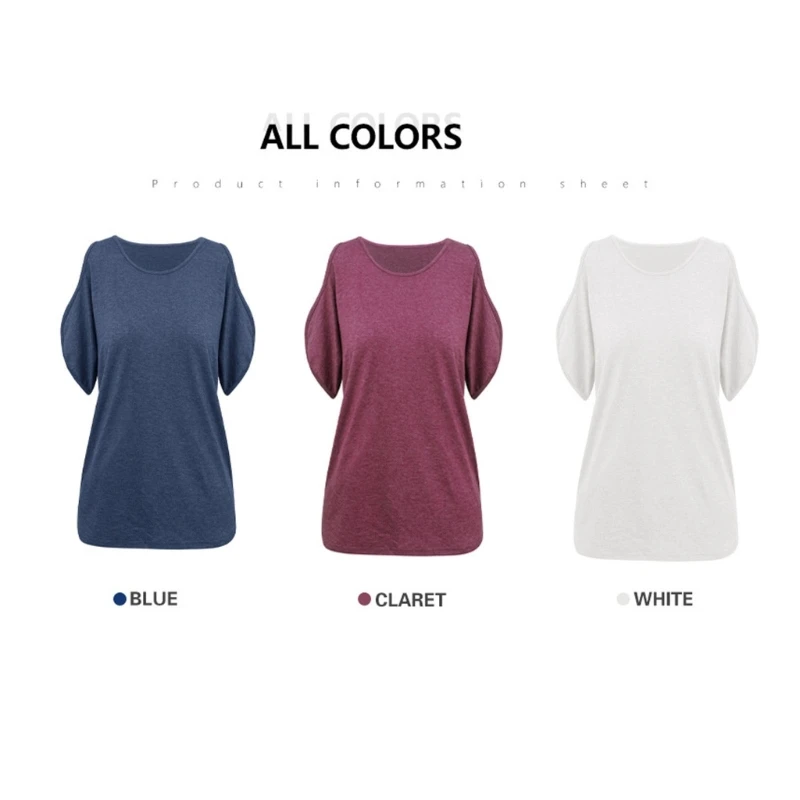 

Женская летняя блузка с коротким рукавом и круглым вырезом, пикантная футболка с вырезом и открытыми плечами, повседневный свободный Однот...