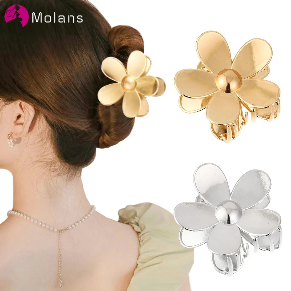 

Molans Solid Color Flower Hair Clip for Women Girls Metal Hair Claw Barrettes Claw Crab Hairpins Hair Accessories Headwear