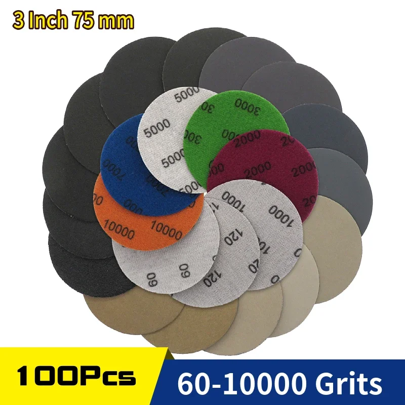 

Шлифовальные диски VIBRATITE 100 шт., 3 дюйма, ассортимент зернистостей 60-10000