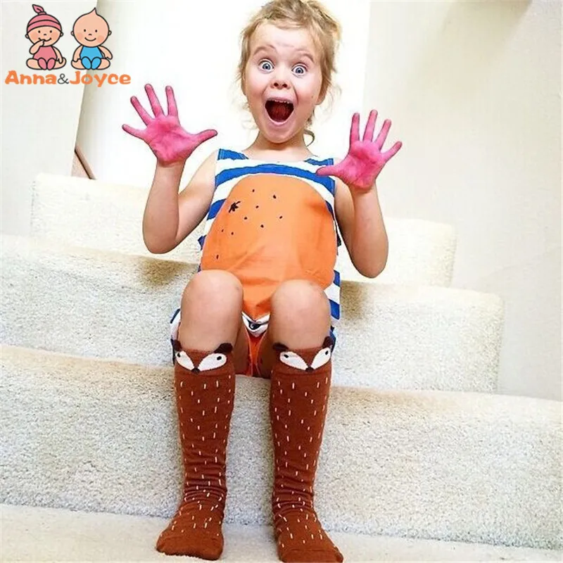 Fancy Designer Grey Kawaii Cartoon Fox Brand Leg Warmers Baby Boys Girls Stocking Protectors | Детская одежда и обувь