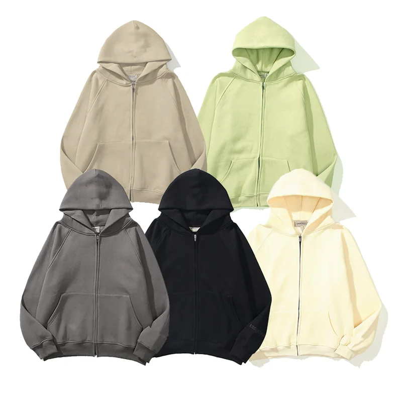 

High quality 100% cotton men's brand lettered printed loose Zip Hooded Sweatshirt